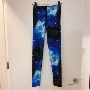 Blue Galaxy Space Universe Print Leggings